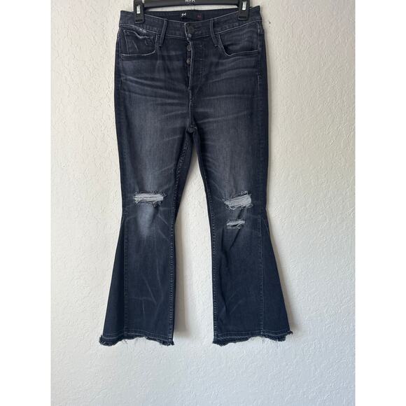 3x1 NYC🌿Women’s Jeans SZ 28 Button Fly Distressed Black Cropped Flare Premium - Picture 2 of 12